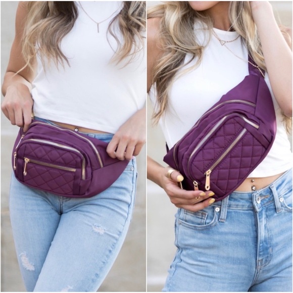 1 LEFT! Quilted Wear Anywhere Belt Bag Sling Bag Everyday Belt Bag - Picture 3 of 4